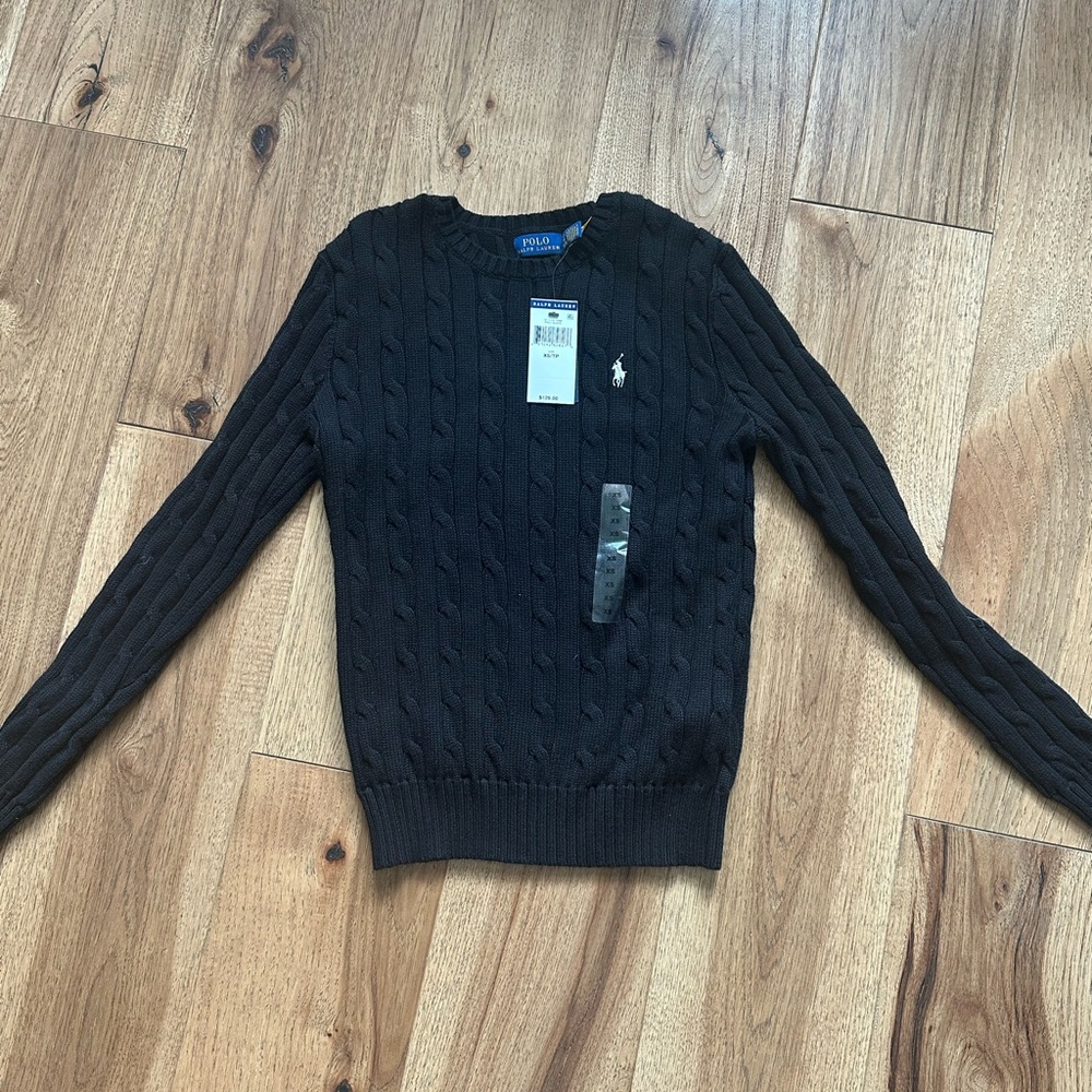 Ralph Lauren Women's Black Cable Knit Sweater